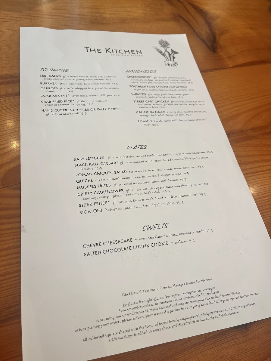 The Kitchen American Bistro Menu - Image 1